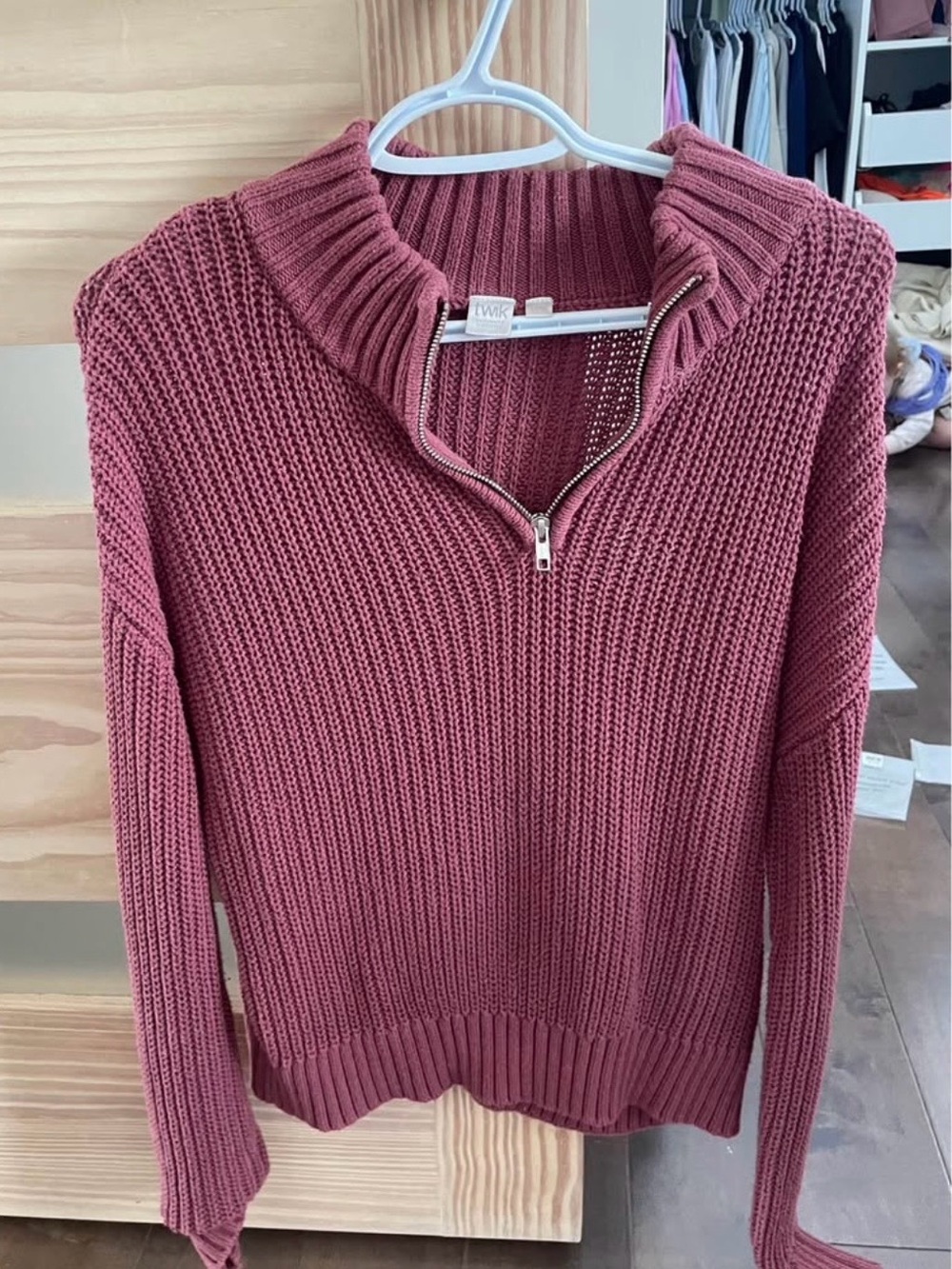 Twik Ribbed Half-Zip Sweater - Dusty Rose - medium